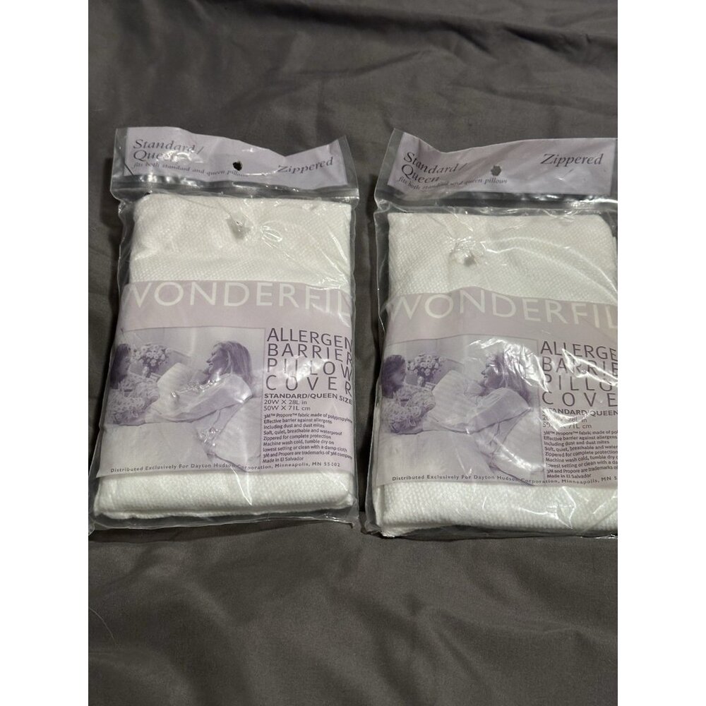 WonderFit Pillowcase Covers Zipper Hyper Allergenic Standard/Queen Pack of 2 New